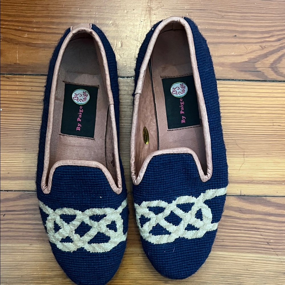 Navy Nautical Women's Needlepoint Loafers
